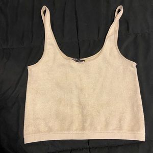 NWOT Beige Faux Suede Crop Top